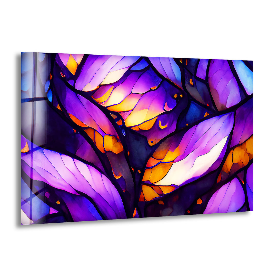 Purple Stained Glass Wall Art, glass picture prints, print on glass