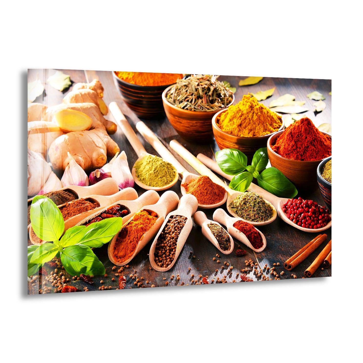 Indian Herbs Glass Wall Art, print picture on glass, Tempered Glass Wall Art