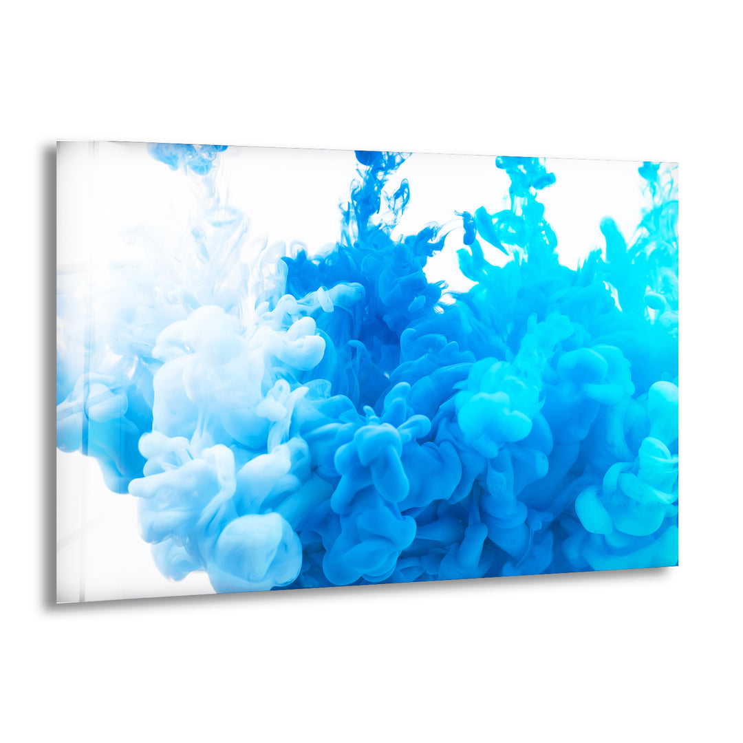 Blue & White Paint Splash Glass Wall Art, print picture on glass, Tempered Glass Wall Art