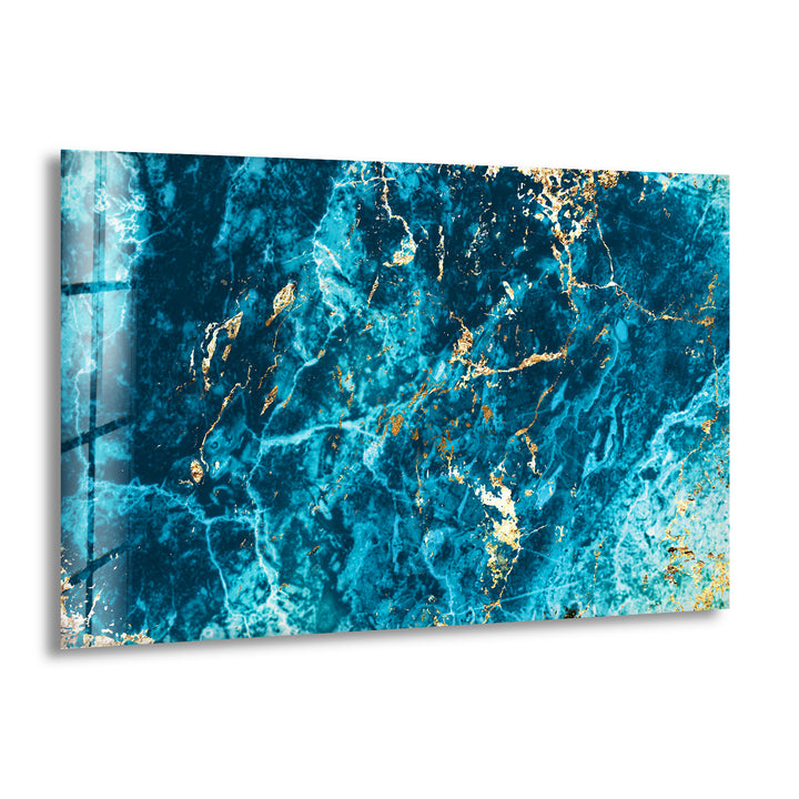 Blue Turquoise Marble Glass Wall Art