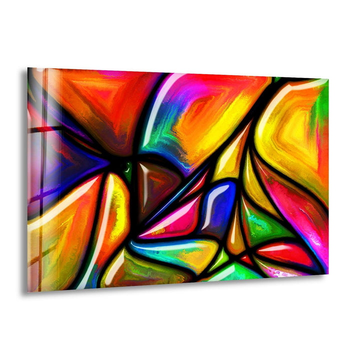 Yellow Abstract Fractal Glass Wall Art print picture on glass, Tempered Glass Wall Art