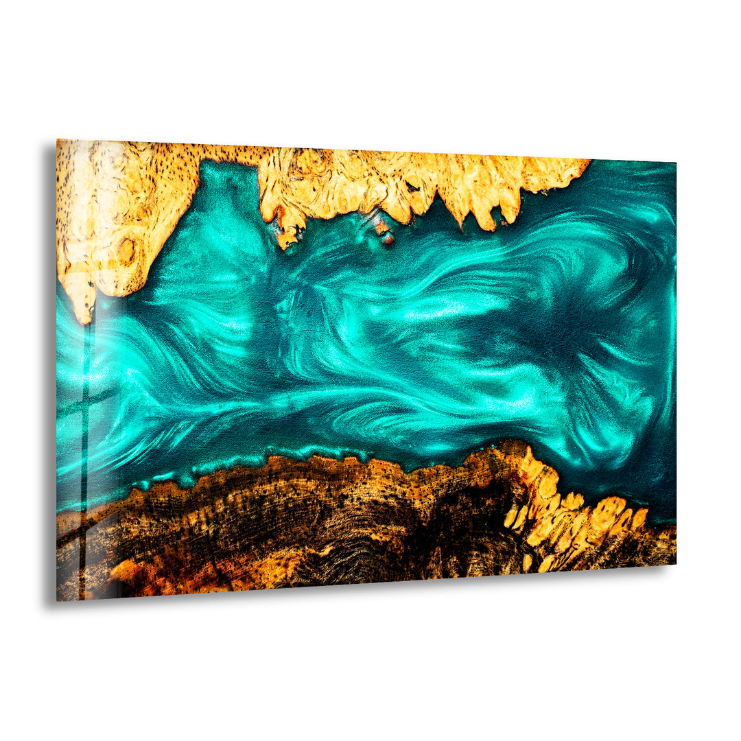 Blue Epoxy Art Abstract Glass Wall Art glass image printing, glass prints from photos