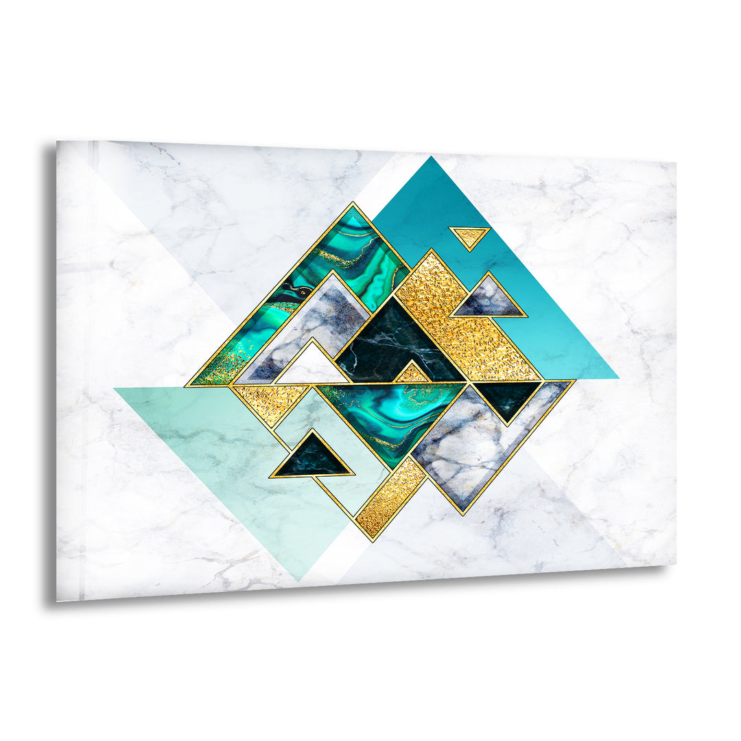 Abstract White Geometric Glass Wall Art print picture on glass, Tempered Glass Wall Art