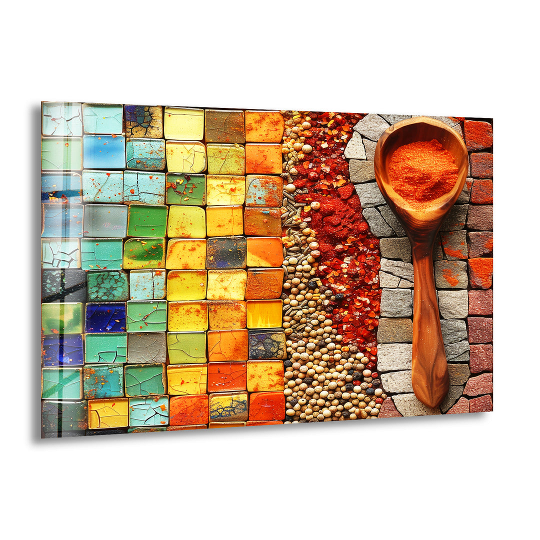 Mosaic Herbs Glass Wall Art, print picture on glass,Tempered Glass Wall Art