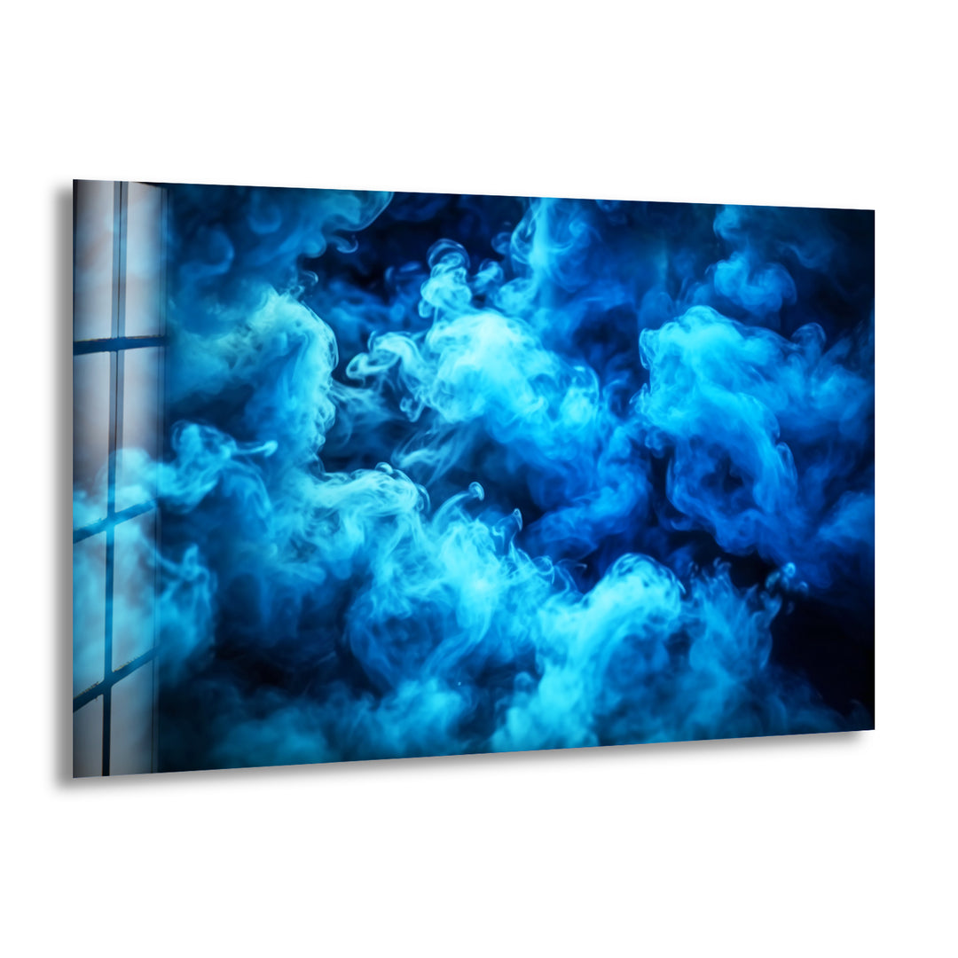 Blue Smoke Glass Wall Art print picture on glass, Tempered Glass Wall Art