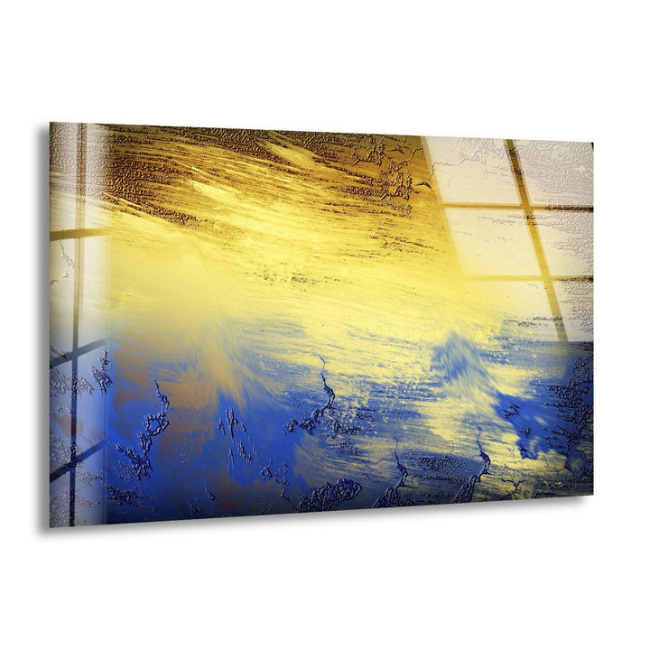 Bronze Blue Abstract Glass Wall Art