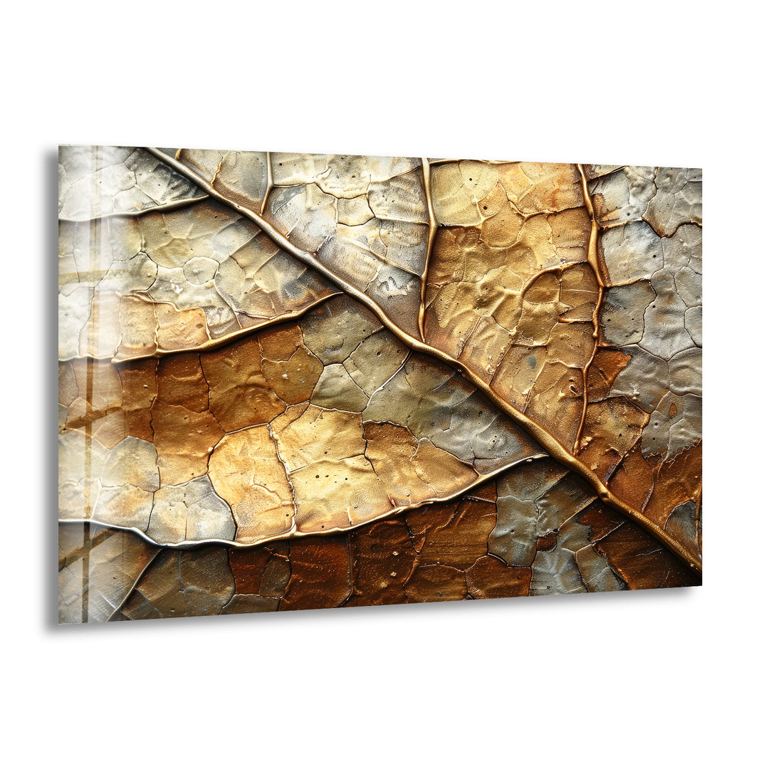 Bronze Leaf Abstract Glass Wall Art print picture on glass, Tempered Glass Wall Art