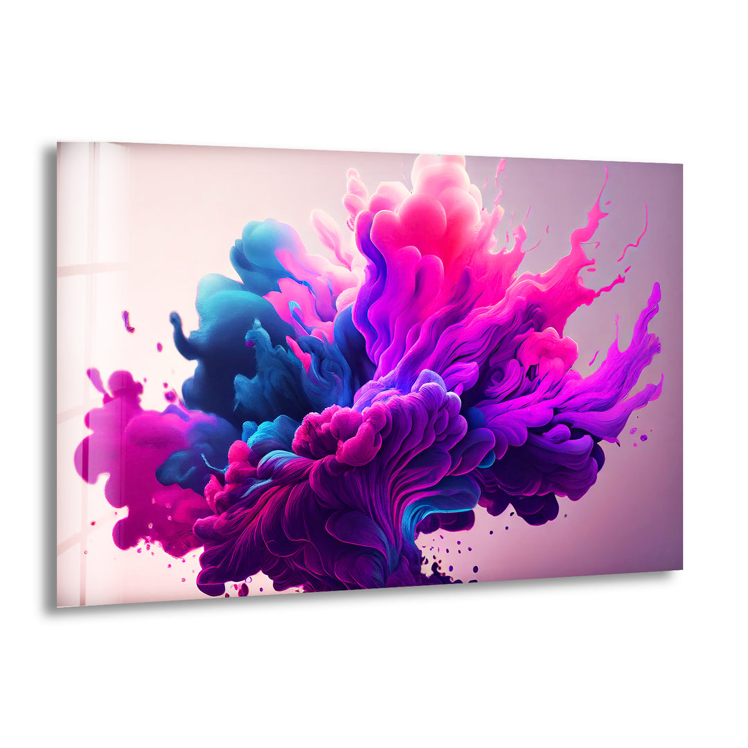 Smoke Purple Color Splash Glass Art Painting