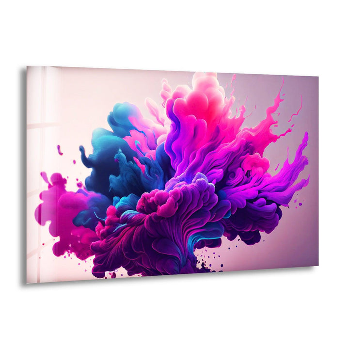 Smoke Purple Color Splash Glass Art Painting