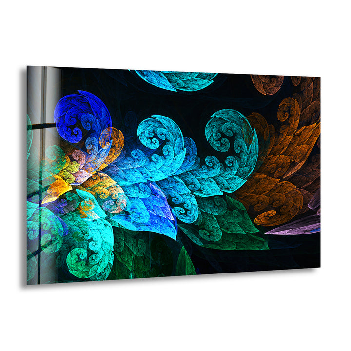 Fractal Feathers Glass Wall Art, Tempered Glass Wall Art, Glass Printing Wall Art