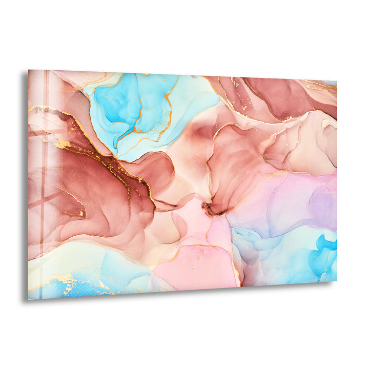 Alcohol Ink Abstract Pink Glass Wall Art print picture on glass, Tempered Glass Wall Art