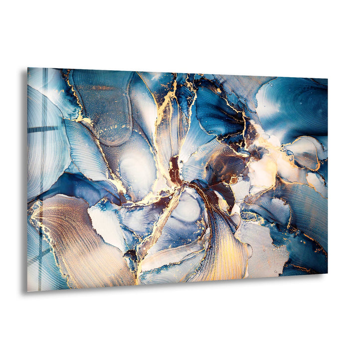 Blue Gray Alcohol ink Art Tempered Glass Wall Art