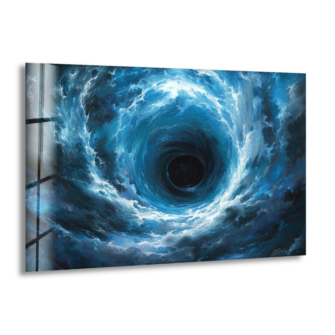 Blue Vortex Glass Wall Art print picture on glass, Tempered Glass Wall Art