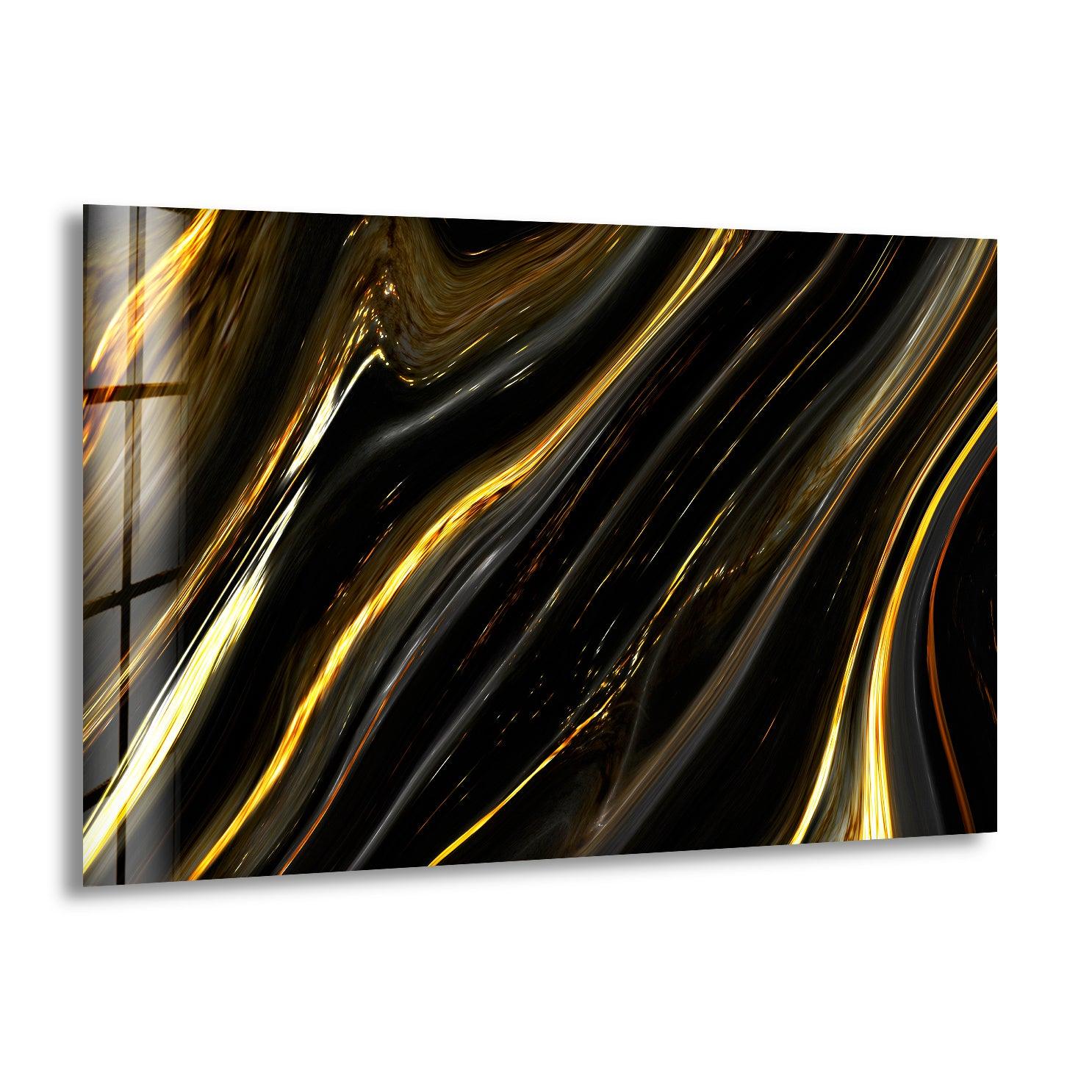 Black Gold Marble Glass Wall Art print picture on glass, Tempered Glass Wall Art