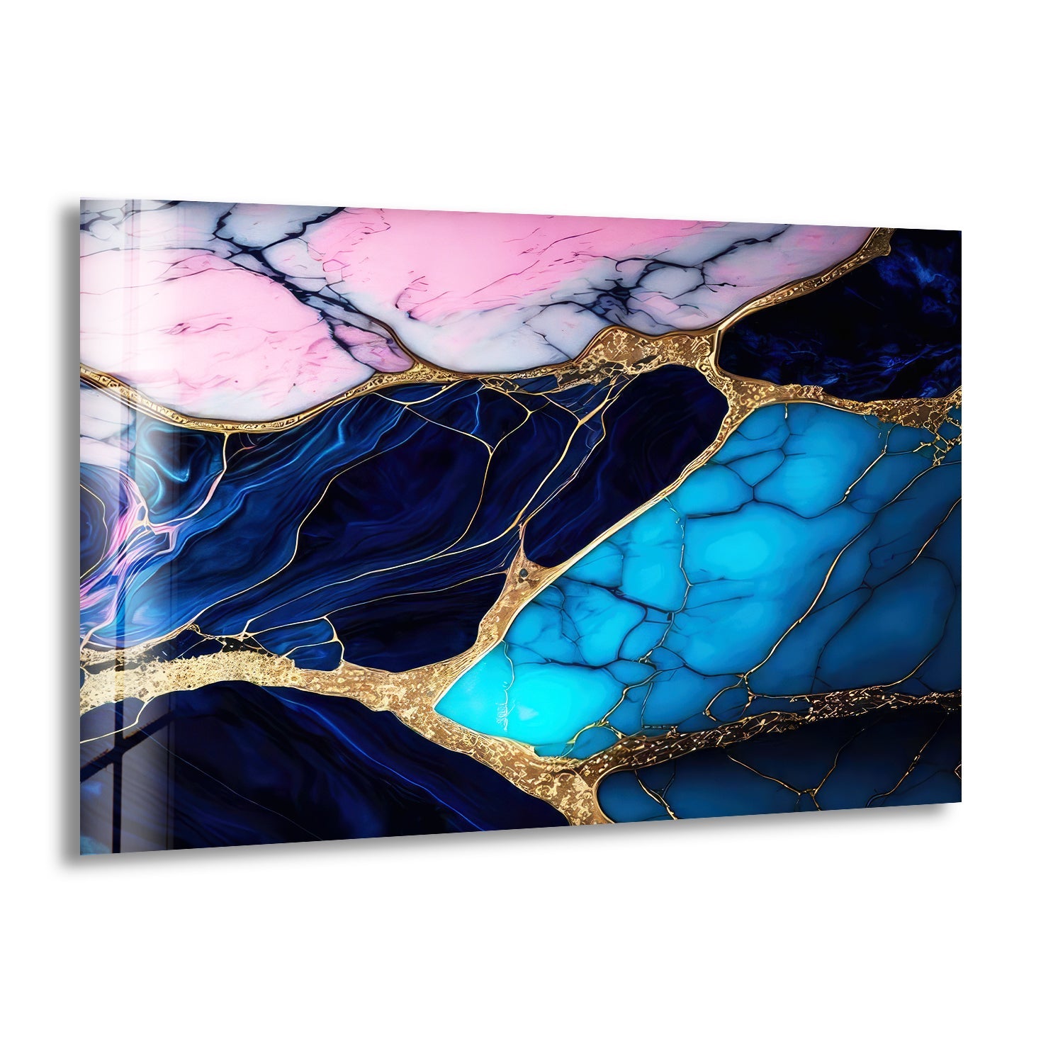 Blue and Pink Marble Texture Glass Wall Art