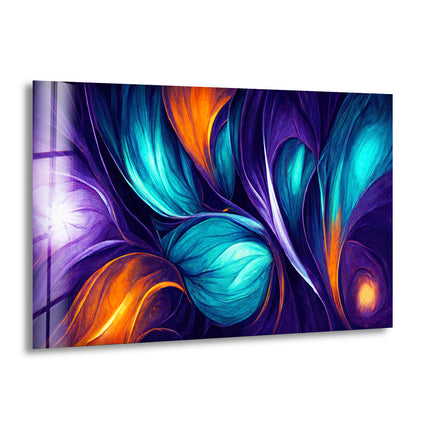Abstract Organic Floral Glass Wall Art, print picture on glass,Tempered Glass Wall Art