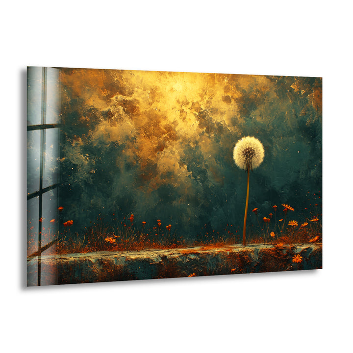 Abstract Dandelion Glass Wall Art print picture on glass, Tempered Glass Wall Art