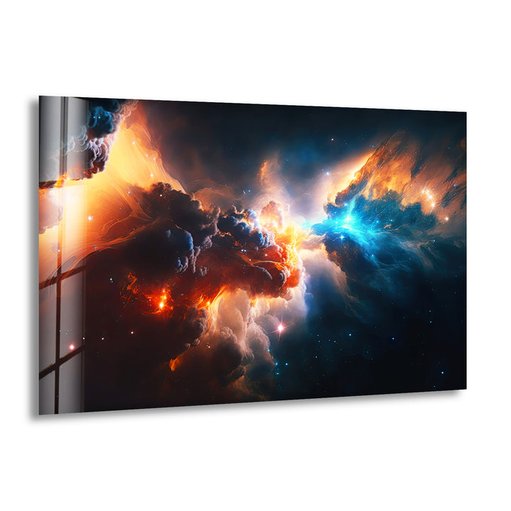 Space Nebula Galaxy Glass Wall Art, print picture on glass,Tempered Glass Wall Art