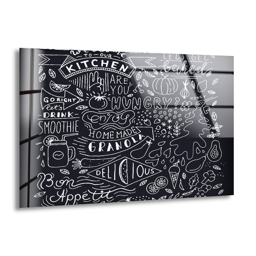 Written Chalkboard Glass Wall Art, print picture on glass, Tempered Glass Wall Art