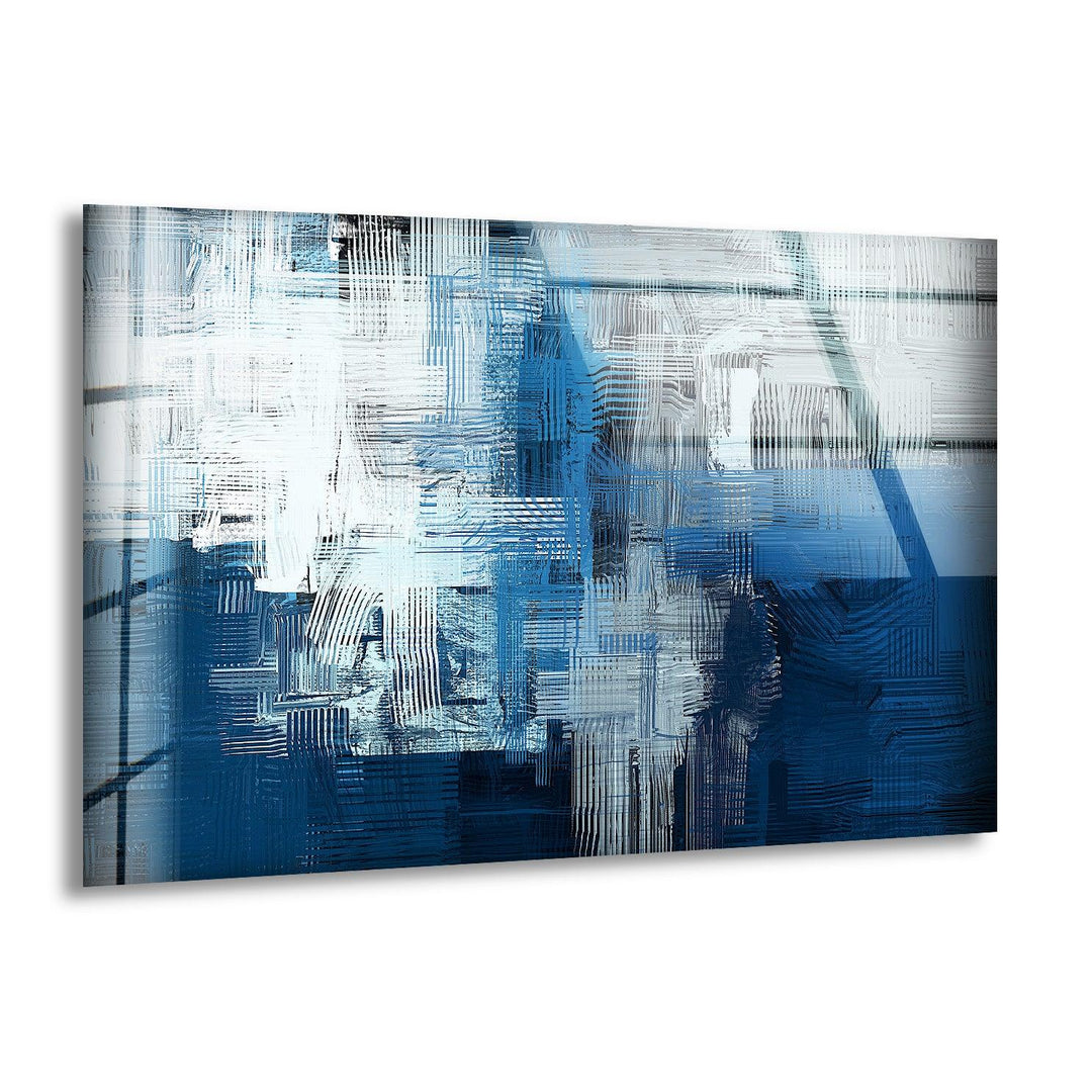 Blue Ink Abstract Glass Wall Art, print on glass, glass printed photos