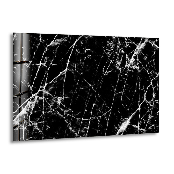 Black Marble with White veins Glass Wall Art