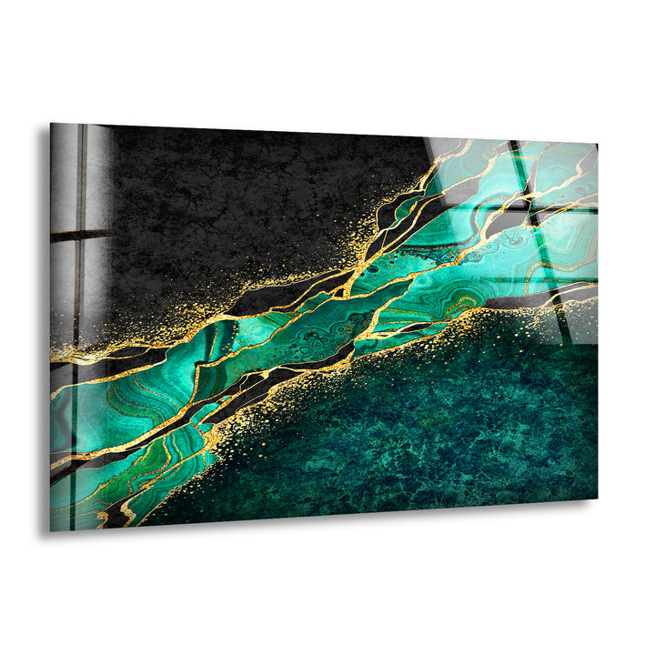 Emerald Green Marble Glass Wall Art