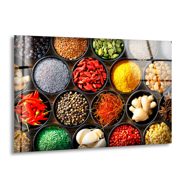 Spices And Herbs Glass Wall Art, print on glass, glass printed photos