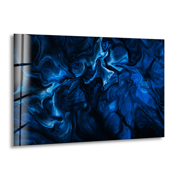 Vivid Dark Blue Abstract Glass Wall Art, print picture on glass, Tempered Glass Wall Art