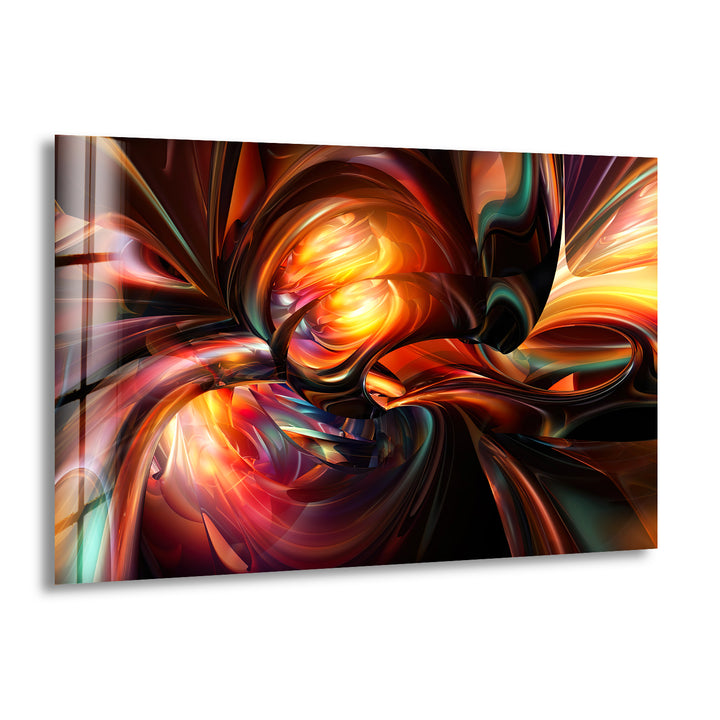 Orange Fractal Glass Printing Wall Arts