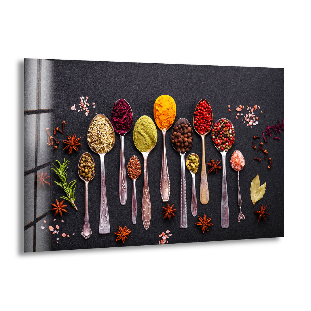 Tasty Spices Glass Wall Art, print picture on glass,Tempered Glass Wall Art