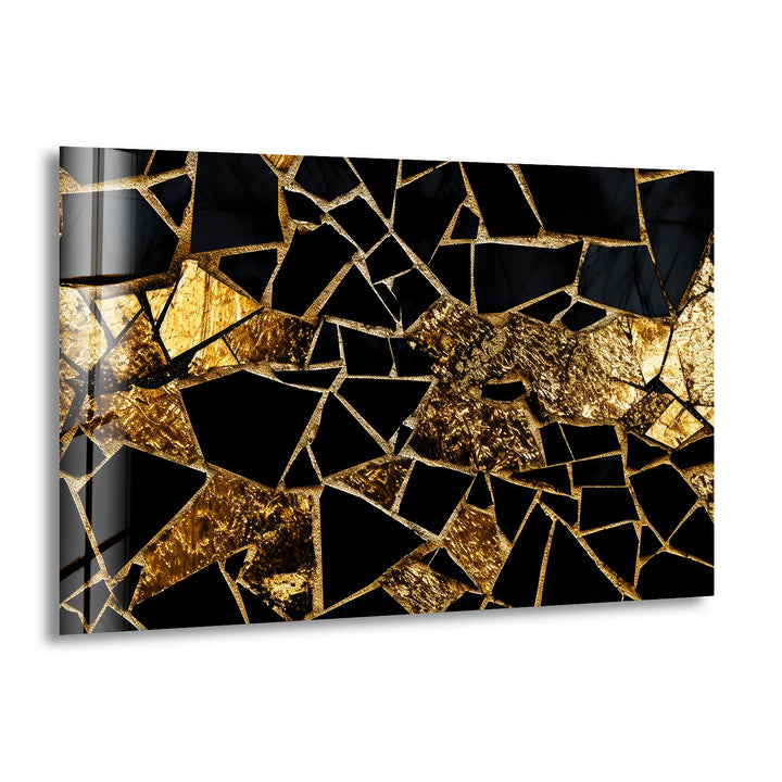 Black marble with gold Stained Glass Wall Art