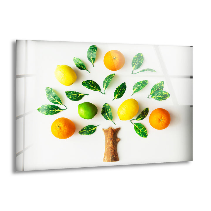 Citrus Fruits Glass Wall Art, print picture on glass, Tempered Glass Wall Art