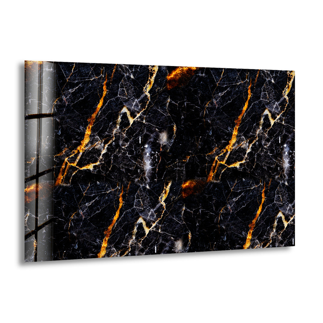 Black & Orange Marble Abstract Glass Wall Art glass image printing, glass prints from photos