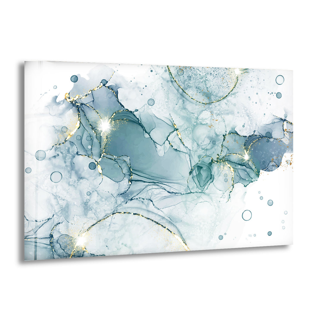 Pastel Cyan Mint Marble Glass Wall Art