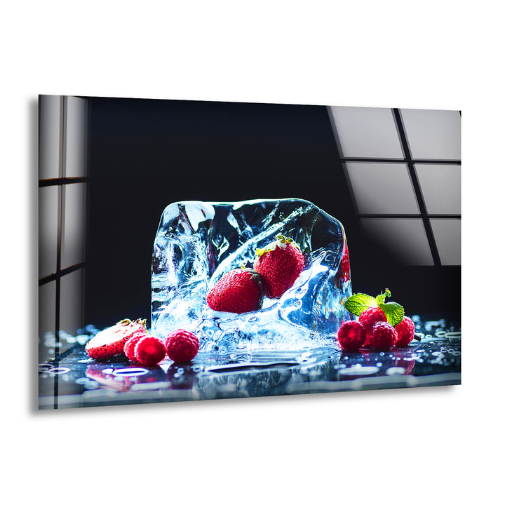 Ice Fruits Glass Wall Art, print picture on glass, Tempered Glass Wall Art