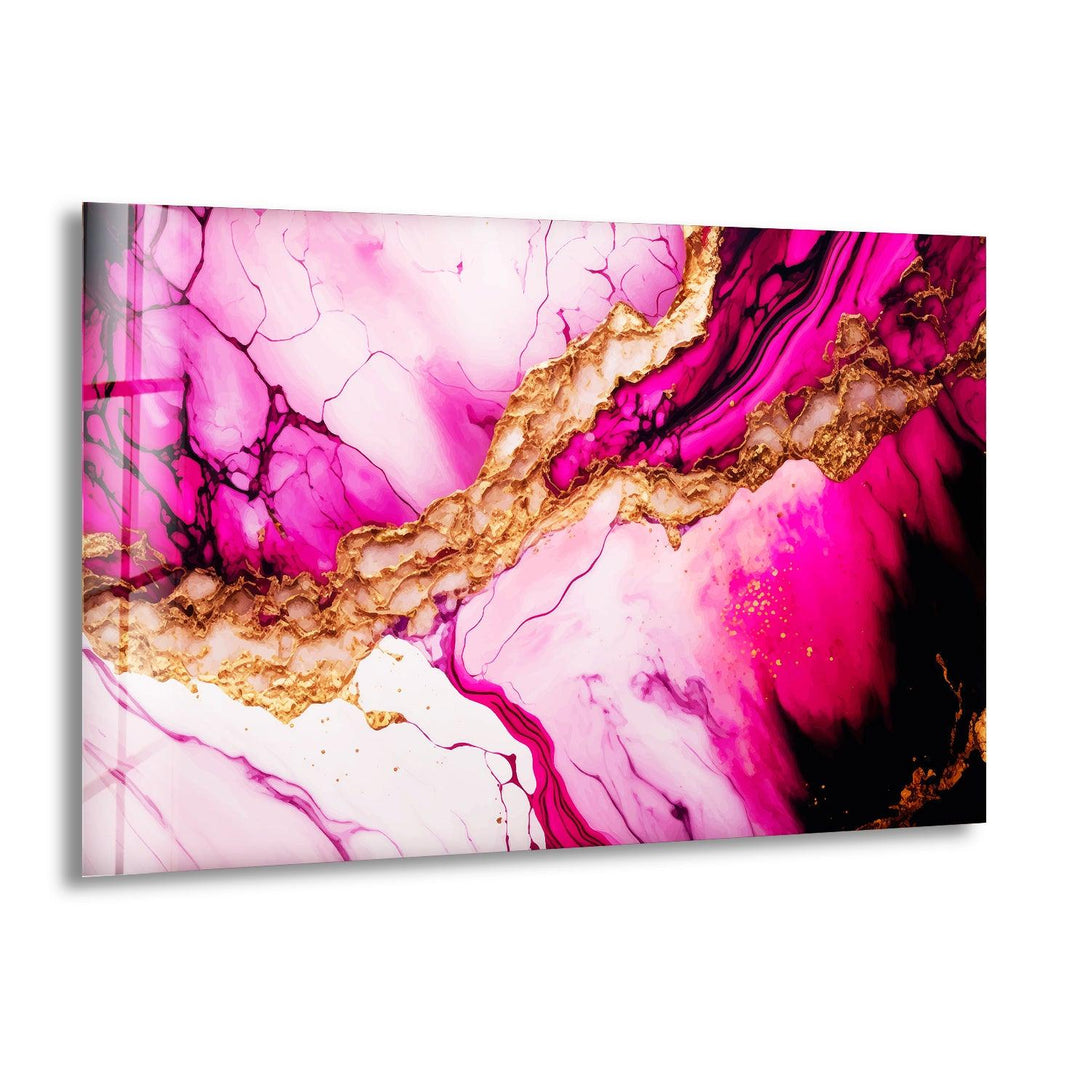 Violet Pink Alcohol Ink Glass Wall Art, glass picture prints, print on glass