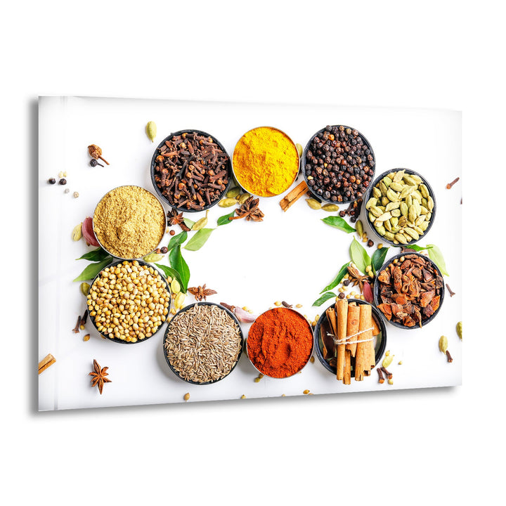 Spices Bowl Glass Wall Art, print picture on glass, Tempered Glass Wall Art