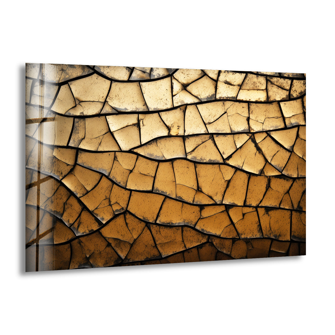 Brown Cracked Abstract Glass Wall Art print picture on glass, Tempered Glass Wall Art