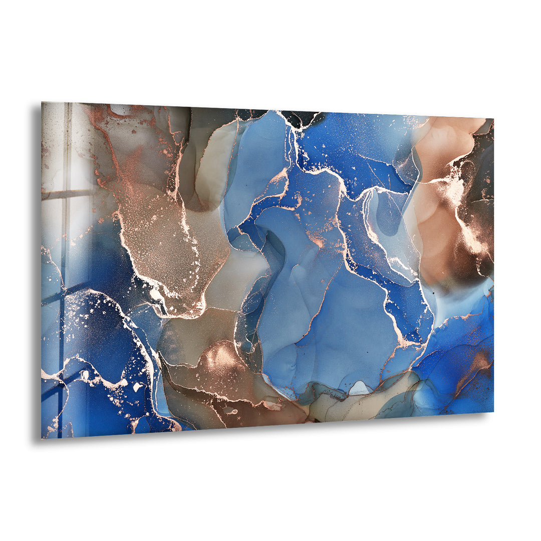 Blue and Brown Marble Glass Wall Art glass photo prints, glass picture prints