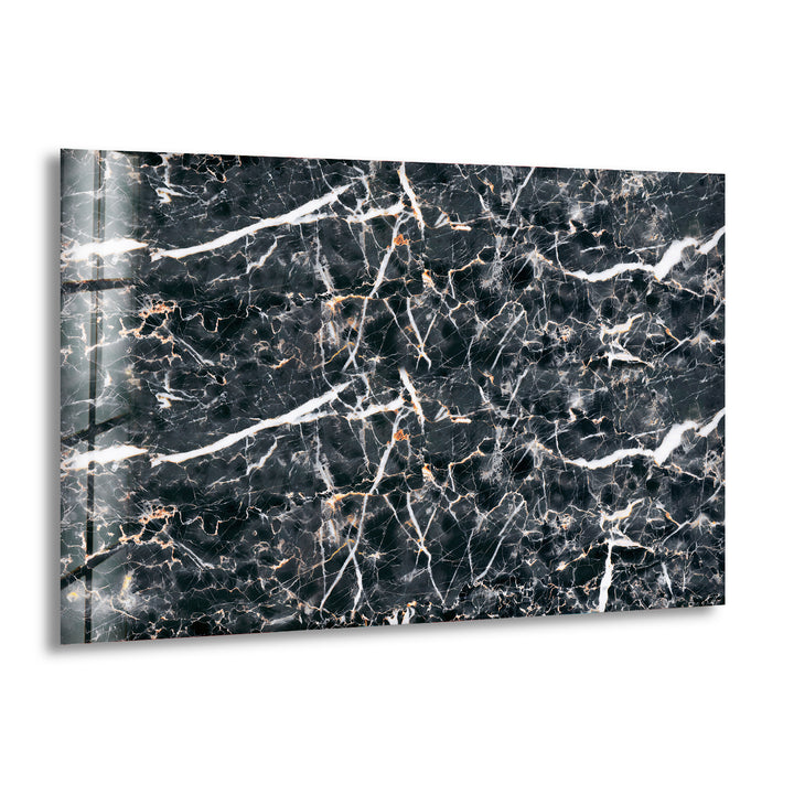 Black Abstract Marble Decor Glass Wall Art print picture on glass, Tempered Glass Wall Art