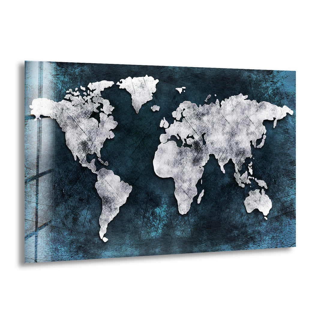 Abstract World Map Glass Wall Artprint picture on glass, Tempered Glass Wall Art