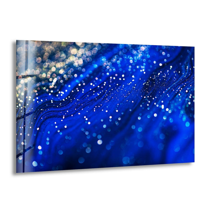 Blue Shiny Abstract Glass Wall Art print picture on glass, Tempered Glass Wall Art