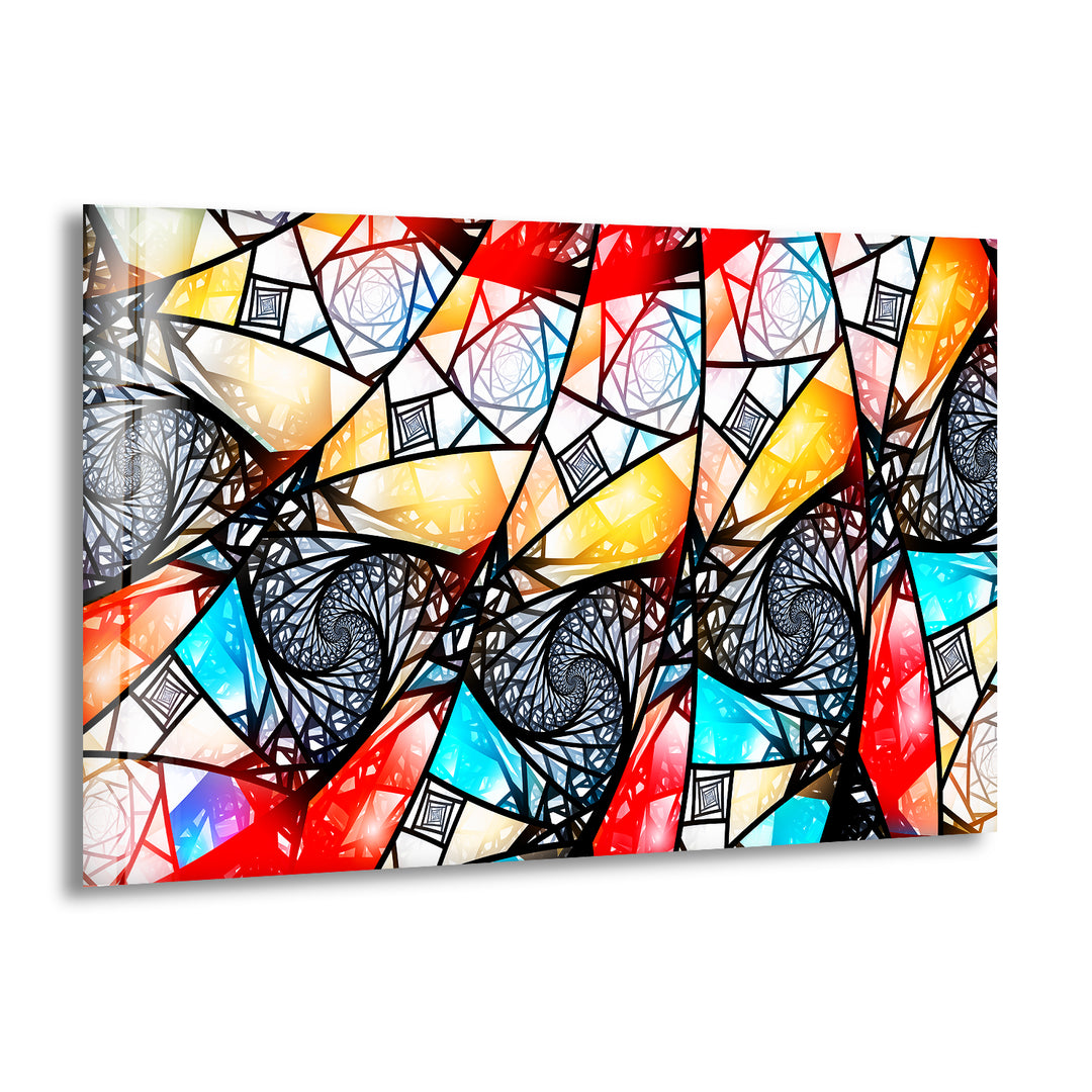 Asymmetric Mosaic Glass Wall Art photo print on glass, prints on glass wall art