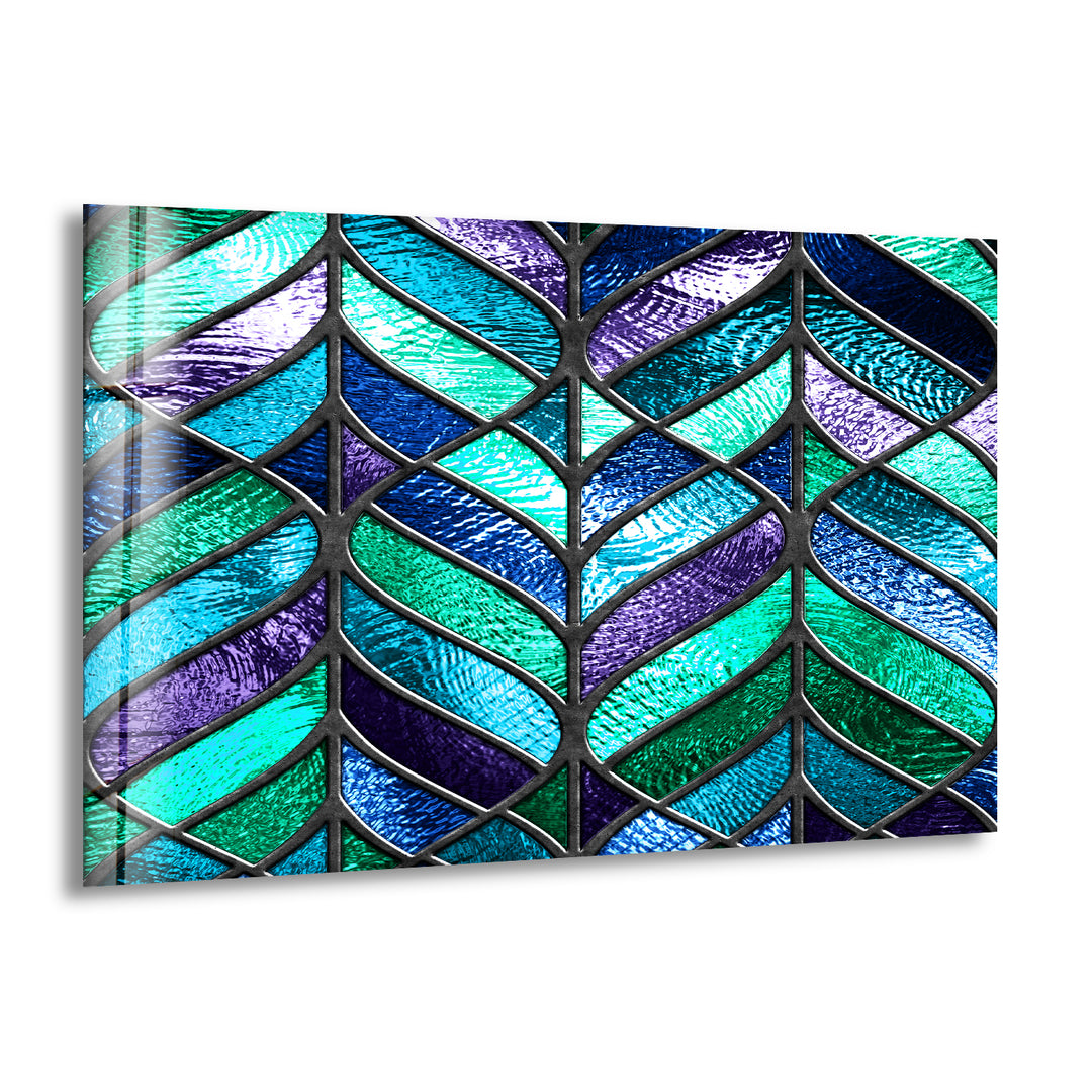 Blue and Green Abstract Glass Wall Art