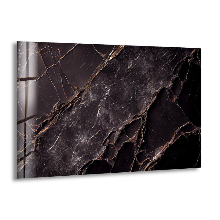 Black Marble Natural Abstract Glass Wall Art