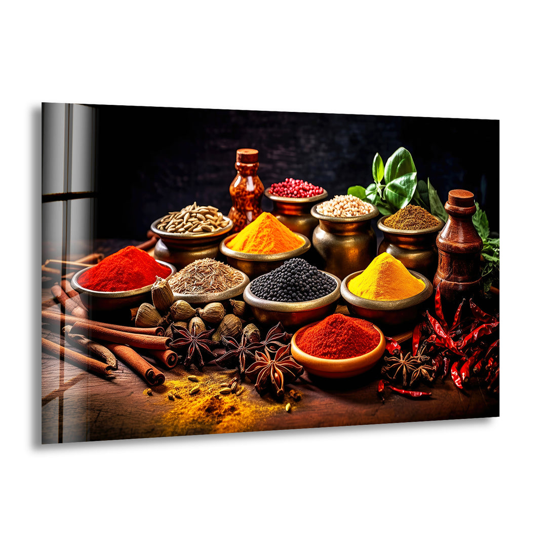 Bunch of Spices Glass Wall Art, print picture on glass,Tempered Glass Wall Art