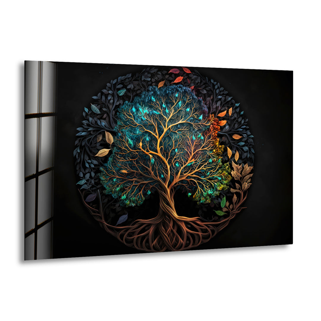 Yggdrasil World Tree of Life Glass Wall Art, print picture on glass, Tempered Glass Wall Art
