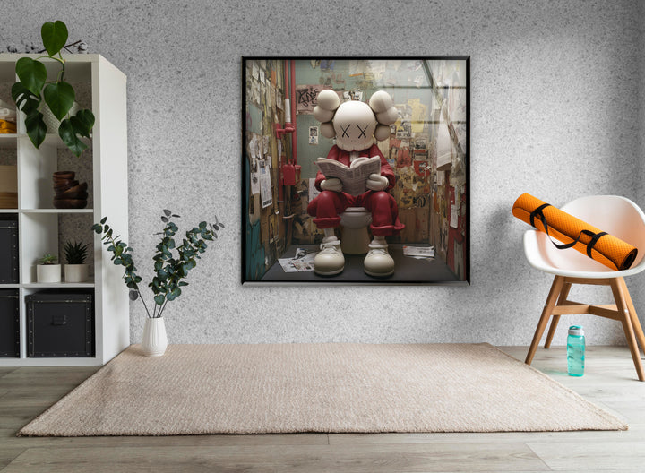 Kaws Reading Glass Wall Art glass image printing, glass prints from photos
