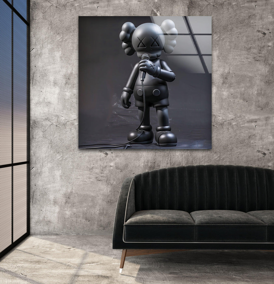 Singer Black Kaws Glass Wall Art stained glass wall art, stained glass wall decor
