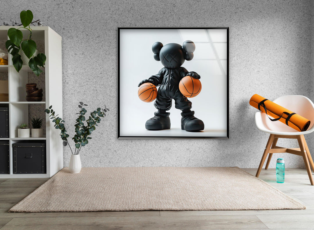 Kaws Basketball Glass Wall Art glass wall decor, glass wall art decor
